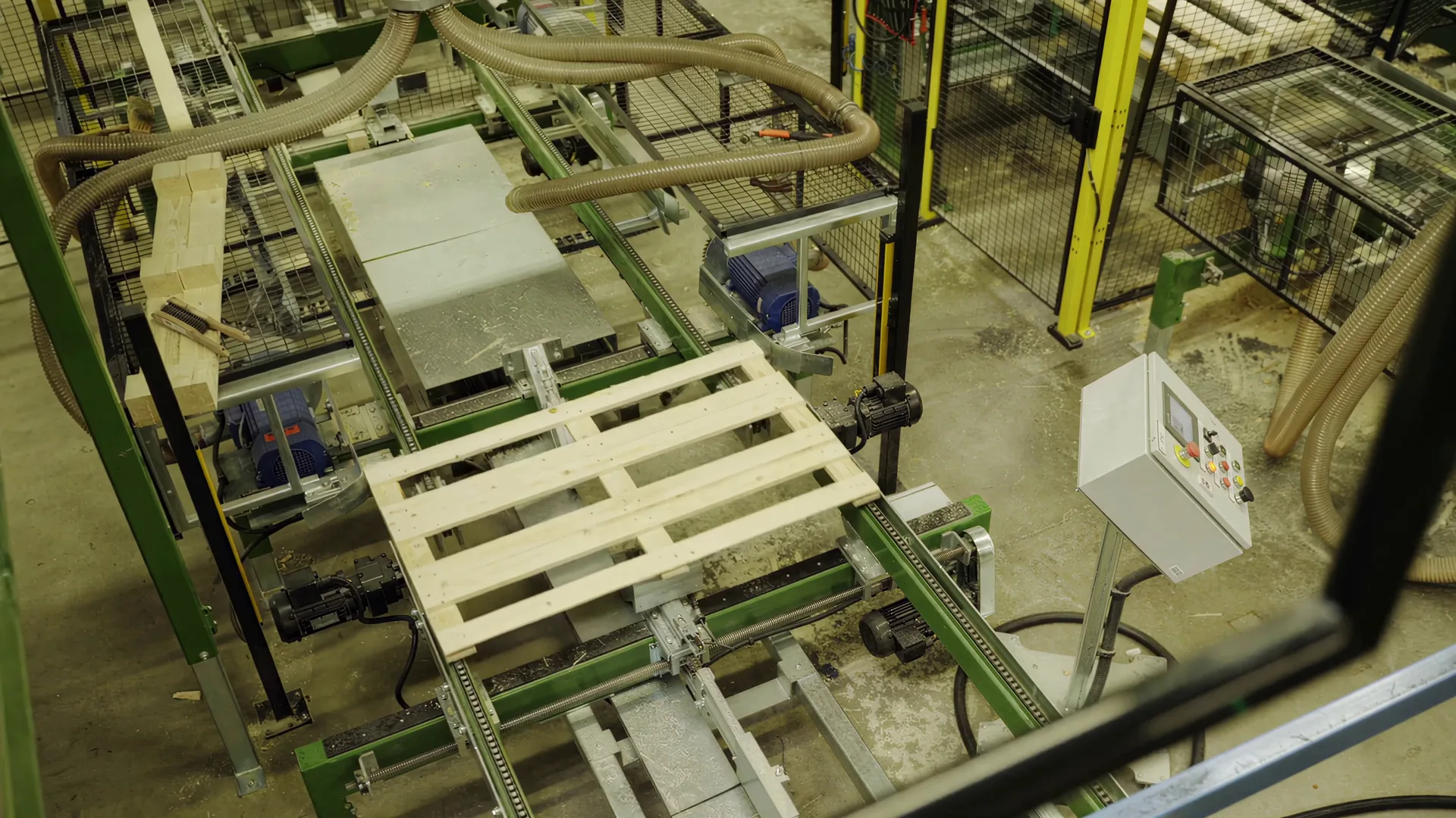 Wooden pallet on the production line in Genarp.