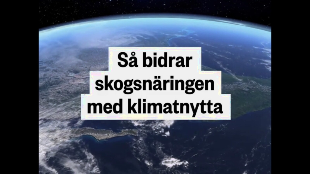 A video thumbnail showing Earth from space with text about forest industry climate benefits.